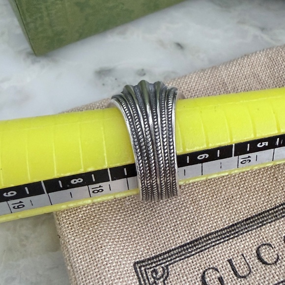 GUCCI AG925 Interlocking G GG Logo Ster Silver Signet Ring Size IT 13/ US 6.75 - Picture 6 of 16